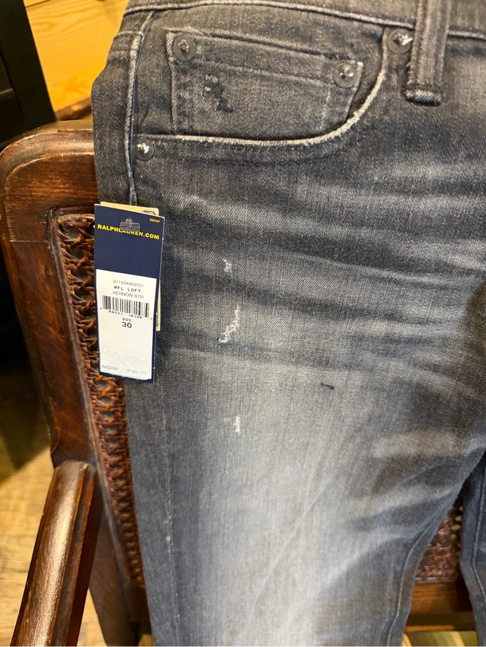 Ralph Lauren Men’s Slim Straight Washed Black Jeans